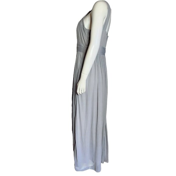 BIRDIE GREY Solid Silver Gray Kiko Halter Mesh Bridesmaid Dress Womens L Large - Picture 4 of 7